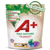 Гель-капсули для прання А+ Pro Nature 4в1 для всіх типів тканин, 56 шт 